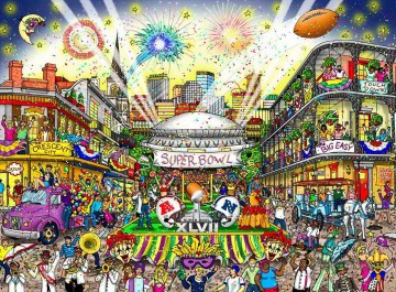 Fußball super bowl 47 New Orleans Impressionisten Ölgemälde